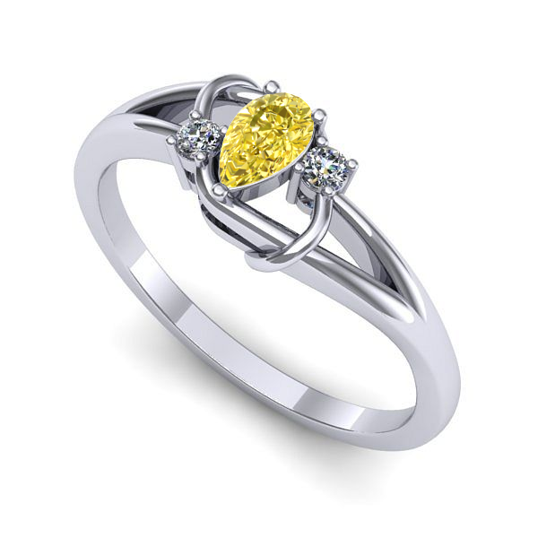 Inel logodna din aur alb cu safir galben