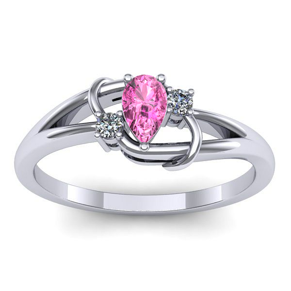 Inel cu safir roz lacrima