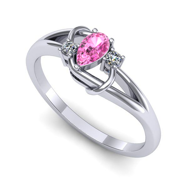 Inel din aur alb cu safir roz