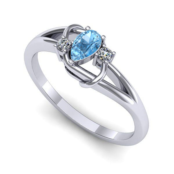 Inel din aur alb cu topaz blue