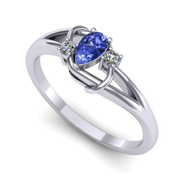 Inel logodna din aur alb cu tanzanit