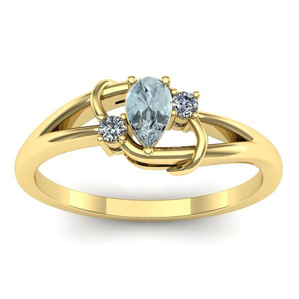 Inel logodna cu aquamarin lacrima