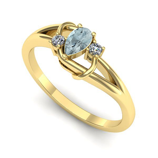 Inel de logodna din aur galben cu aquamarin