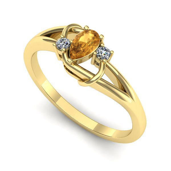 Inel de logodna din aur galben cu citrin