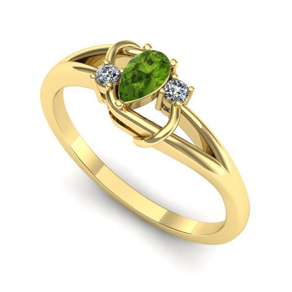 Inel din aur galben cu peridot