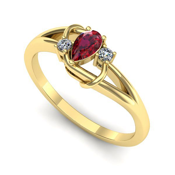 Inel de logodna din aur galben cu rubin