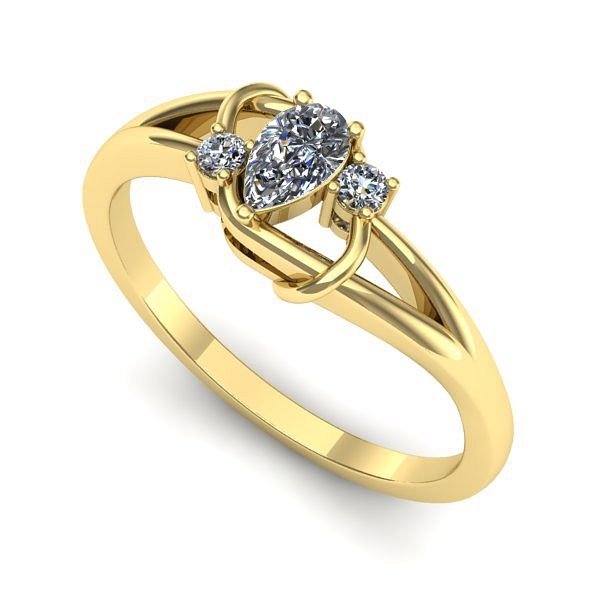 Inel de logodna din aur galben cu safir alb