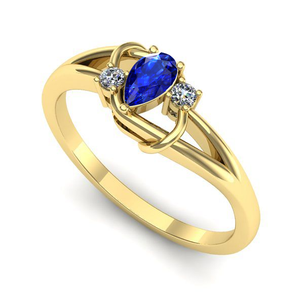 Inel de logodna din aur galben cu safir