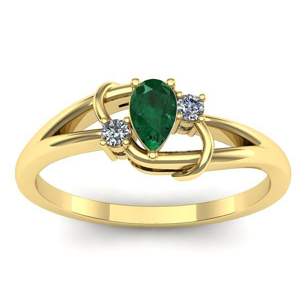 Inel logodna cu smarald lacrima