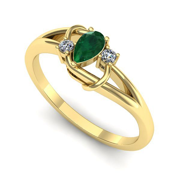 Inel din aur galben cu smarald