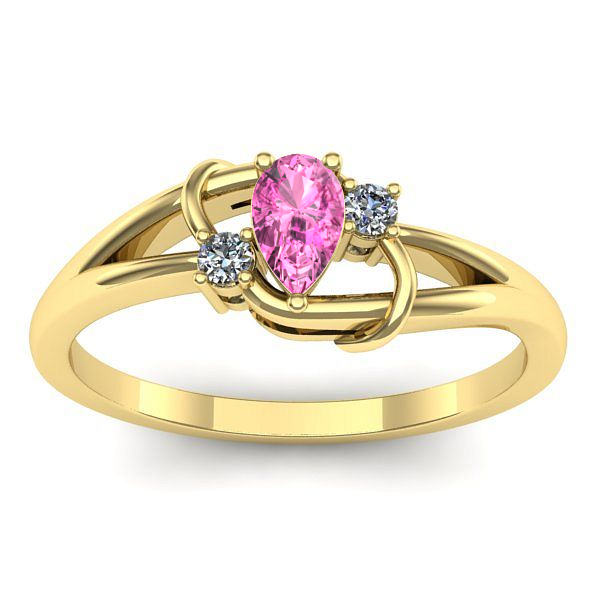 Inel logodna cu safir roz lacrima