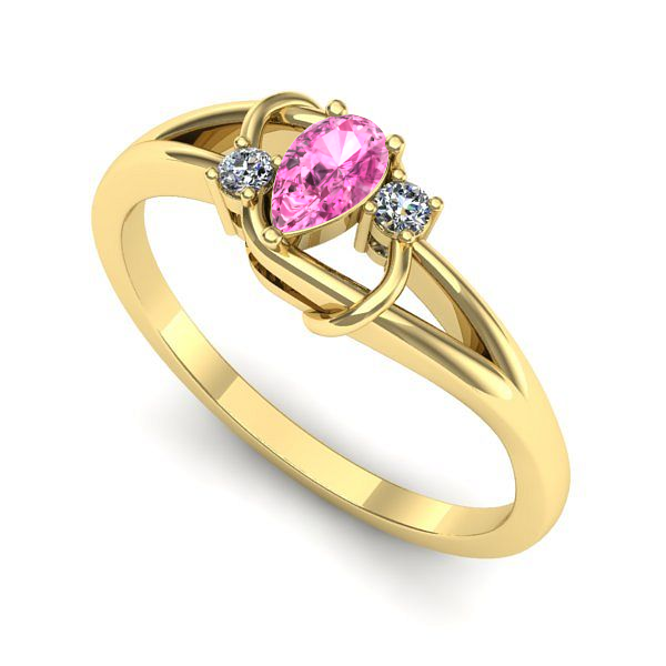 Inel din aur galben cu safir roz