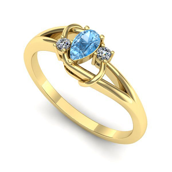 Inel din aur galben cu topaz blue