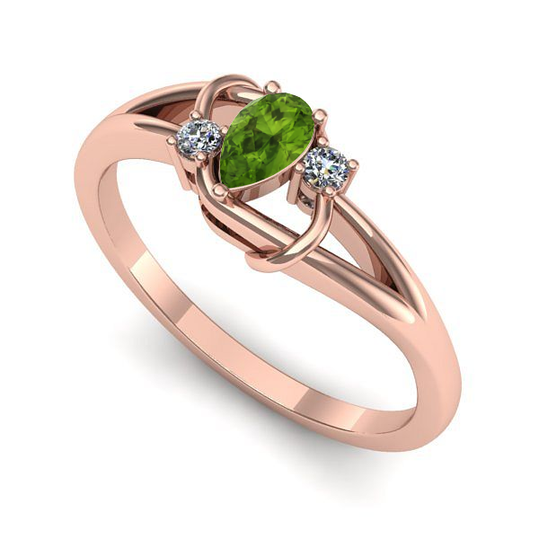 Inel din aur roz cu peridot