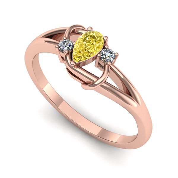 Inel din aur roz cu safir galben