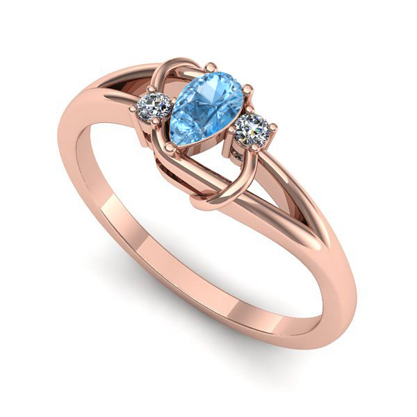 Inel de logodna din aur roz cu topaz blue