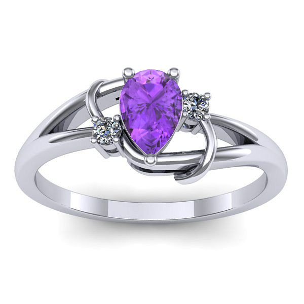 Inel de logodna cu ametist lacrima