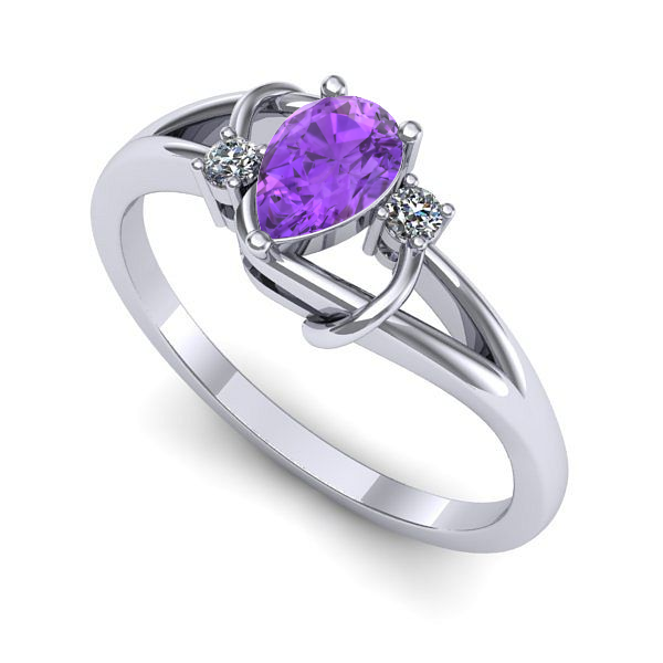 Inel din aur alb cu ametist