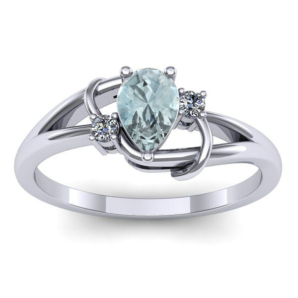 Inel logodna cu aquamarin lacrima