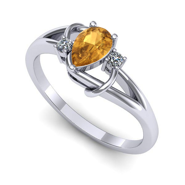 Inel de logodna din aur alb cu citrin