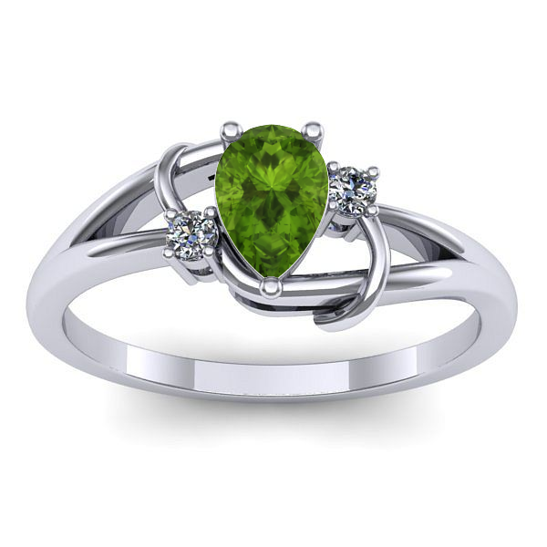 Inel de logodna cu peridot lacrima