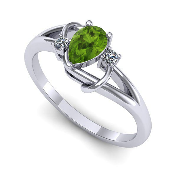 Inel logodna din aur alb cu peridot