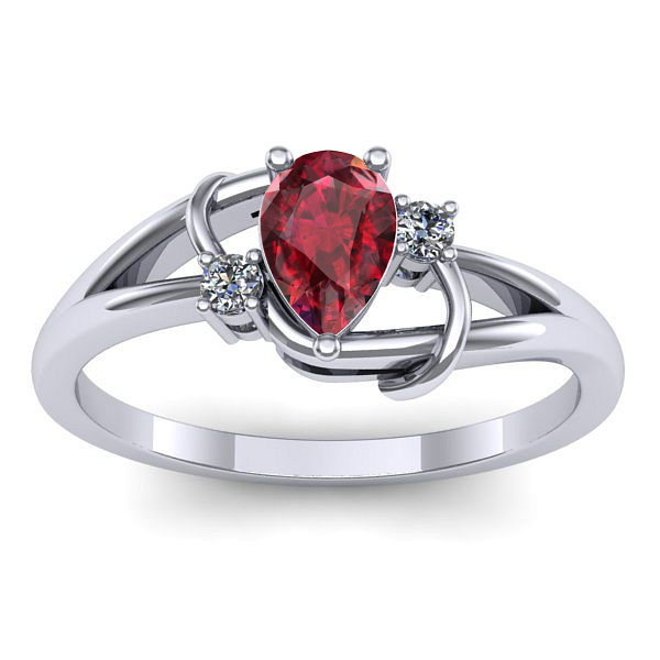 Inel logodna cu rubin lacrima