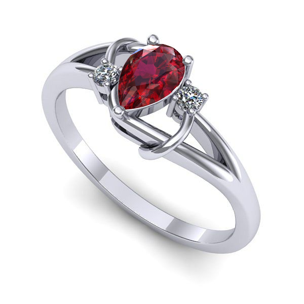 Inel de logodna din aur alb cu rubin