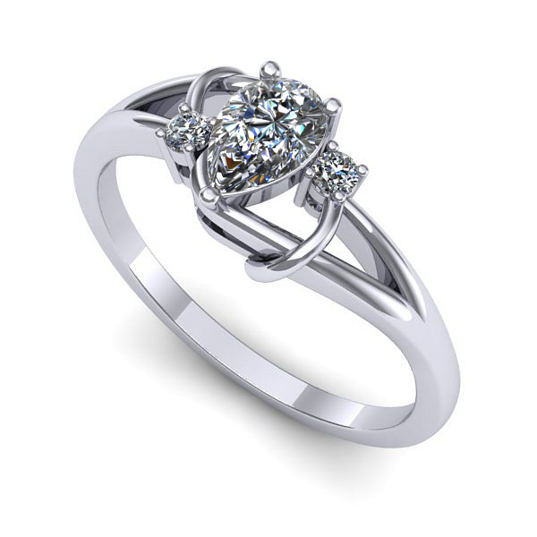 Inel de logodna din aur alb cu safir alb