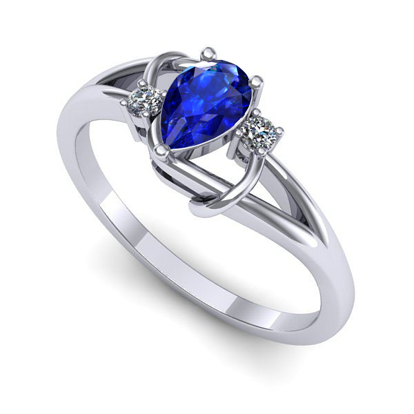 Inel din aur alb cu safir