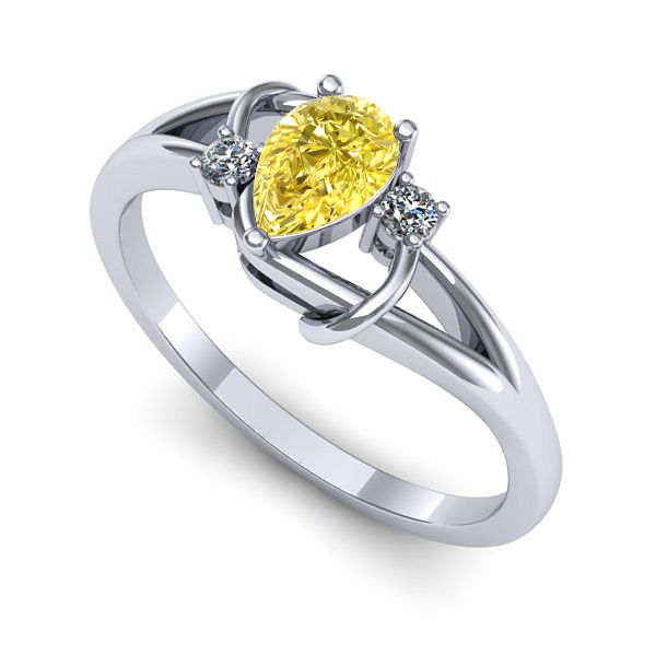 Inel de logodna din aur alb cu safir galben