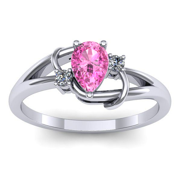 Inel de logodna cu safir roz lacrima
