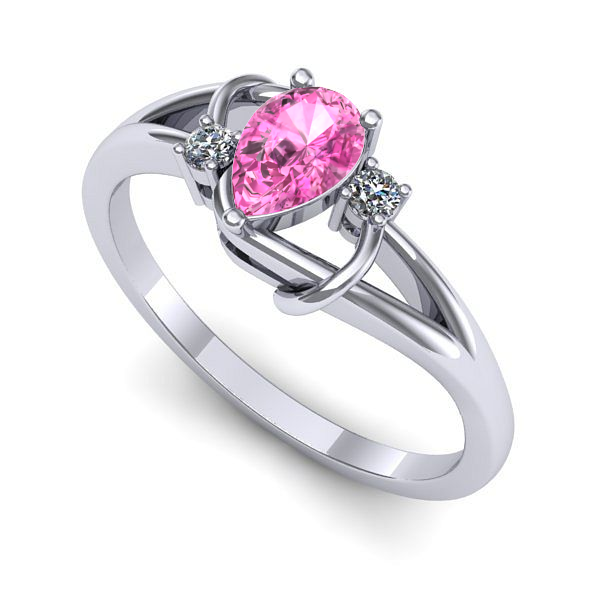 Inel din aur alb cu safir roz