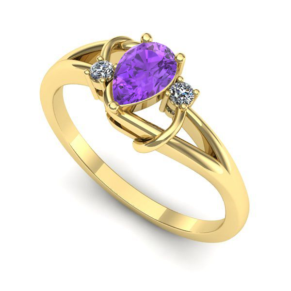 Inel din aur galben cu ametist