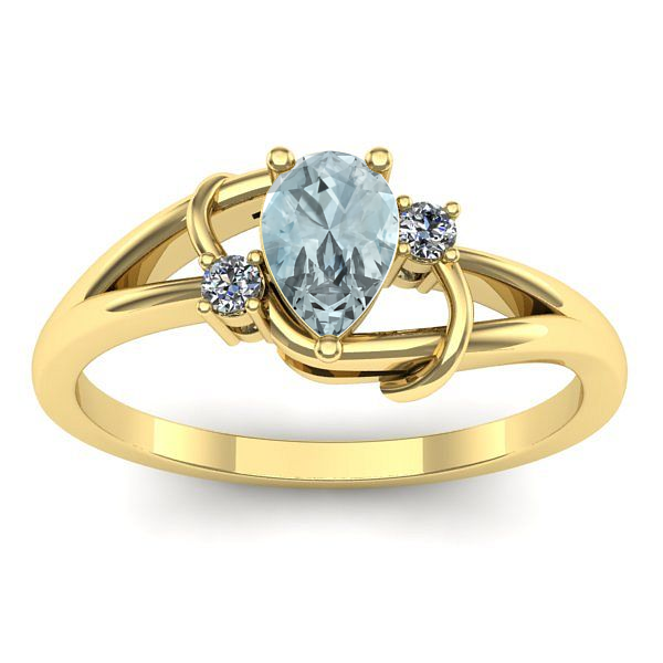 Inel cu aquamarin lacrima