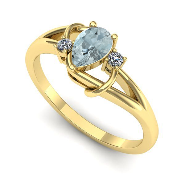 Inel din aur galben cu aquamarin