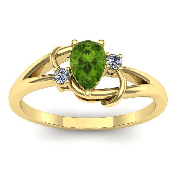 Inel de logodna cu peridot lacrima