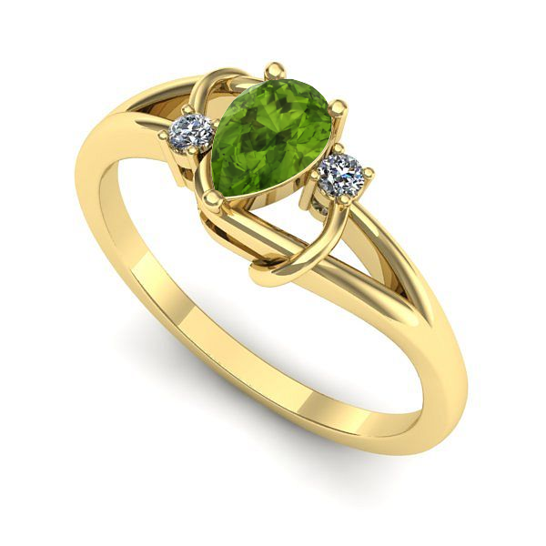 Inel din aur galben cu peridot