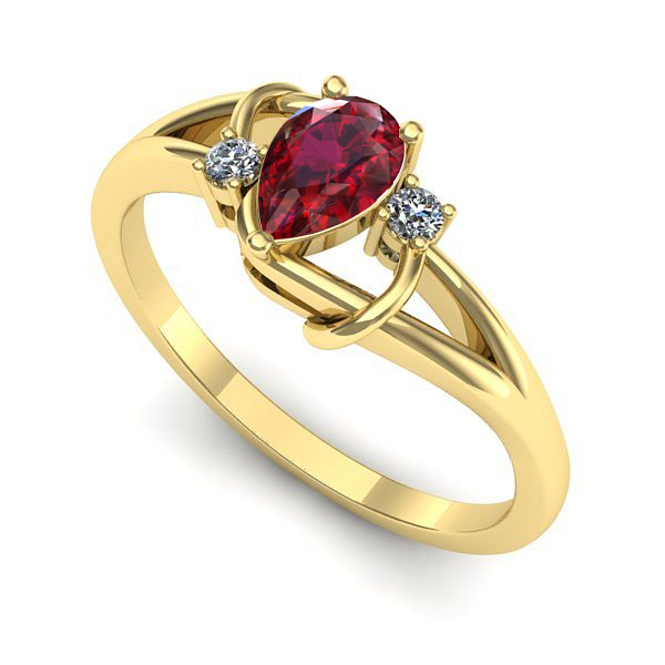 Inel de logodna din aur galben cu rubin
