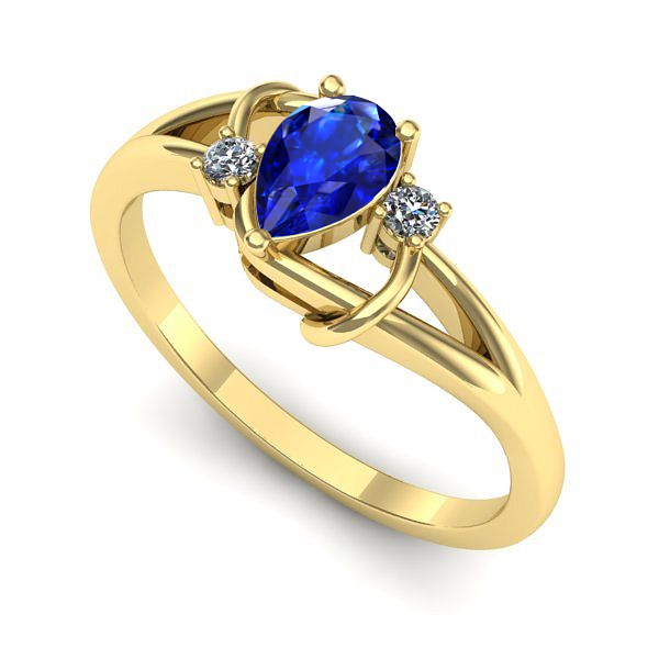 Inel logodna din aur galben cu safir