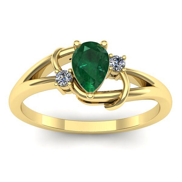 Inel logodna cu smarald lacrima