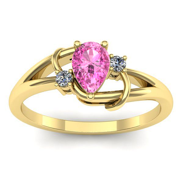 Inel cu safir roz lacrima