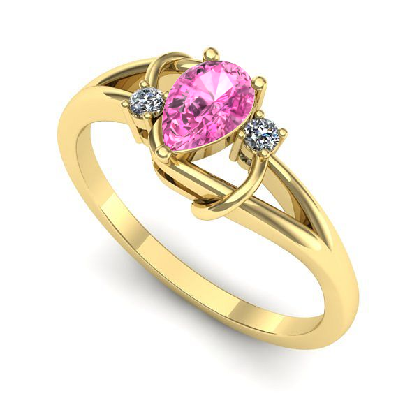 Inel de logodna din aur galben cu safir roz