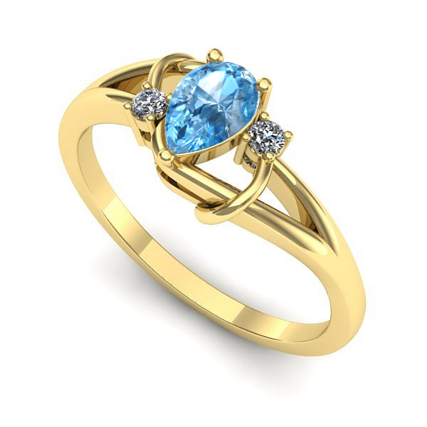 Inel de logodna din aur galben cu topaz blue
