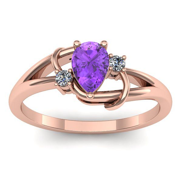 Inel de logodna cu ametist lacrima