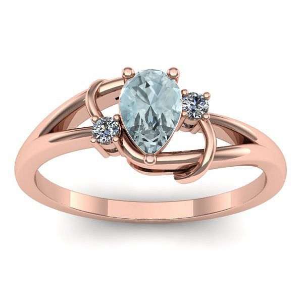 Inel cu aquamarin lacrima