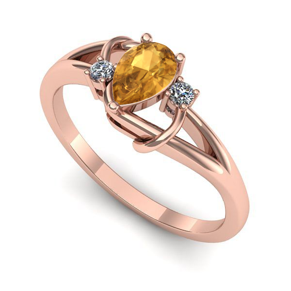 Inel din aur roz cu citrin