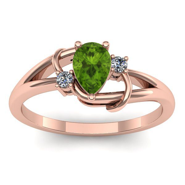 Inel logodna cu peridot lacrima