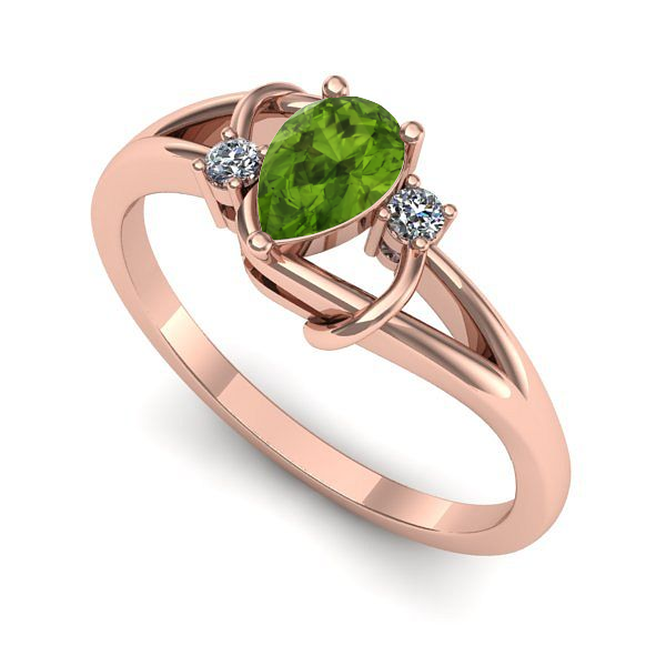Inel de logodna din aur roz cu peridot