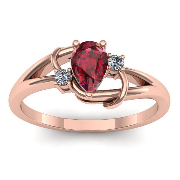 Inel logodna cu rubin lacrima